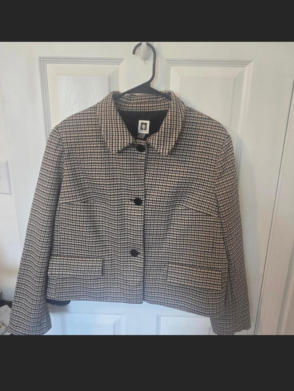 Fall Inspired Anne Klein Black & Cream Houndstooth Blazer